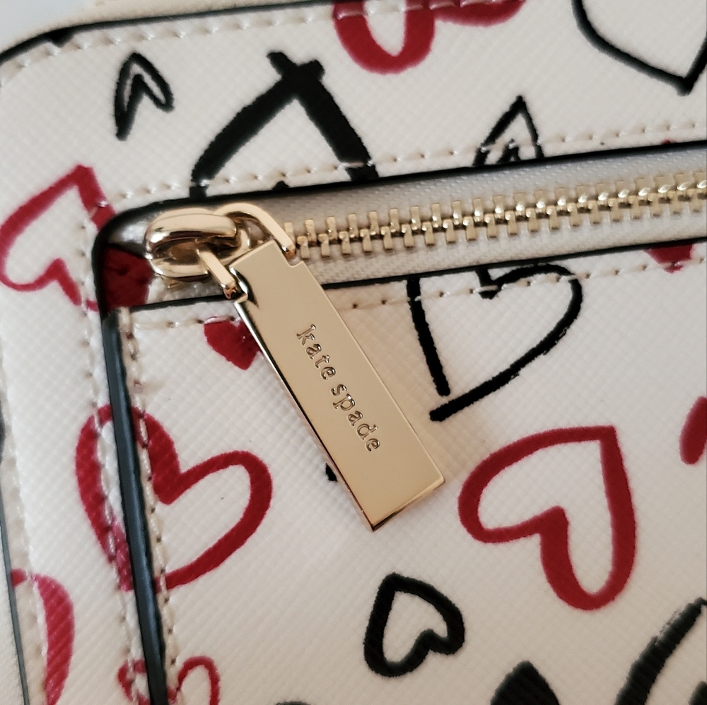 Kate Spade Staci Scribble Hearts Small Wallet w/ Card Case - Picture 6 of 12